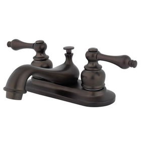 Kingston Brass Two Handle 4 in. Centerset Lavatory Faucet with Brass Pop-up Drain KB605AL, Oil Rubbed Bronze