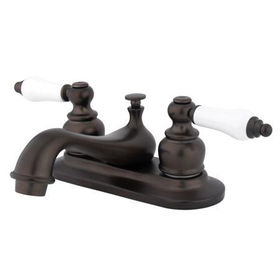 Kingston Brass Two Handle 4 in. Centerset Lavatory Faucet with Brass Pop-up Drain KB605PL, Oil Rubbed Bronze