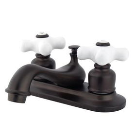 Kingston Brass Two Handle 4 in. Centerset Lavatory Faucet with Brass Pop-up Drain KB605PX, Oil Rubbed Bronzekingston 