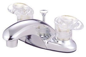 Kingston Brass Two Handle 4 in. Centerset Lavatory Faucet with Plastic Pop-up Drain KB6151, Chrome