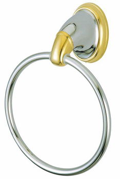 Kingston Brass Megellan II Towel Ring BA624CPB, Chrome with Polished Brass Accents