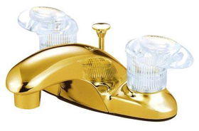 Kingston Brass Two Handle 4 in. Centerset Lavatory Faucet with Plastic Pop-up Drain KB6152, Polished Brasskingston 