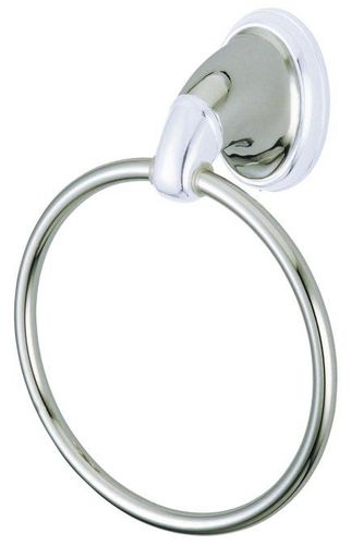 Kingston Brass Megellan II Towel Ring BA624SNCP, Satin Nickel with Chrome Accents
