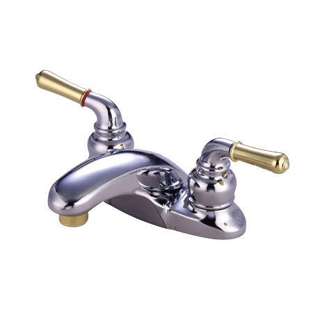 Kingston Brass Two Handle 4 in. Centerset Lavatory Faucet KB624LP, Chrome with Polished Brass Accentskingston 