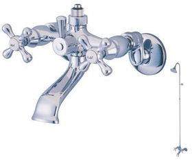 Kingston Brass Wall Mount Tub Faucet without Riser & Shower Head CC2661, Chrome