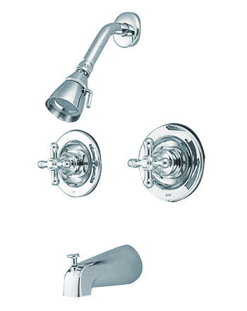 Kingston Brass Two Handle Tub & Shower Faucet Pressure Balance with Volume Control KB661AX, Chrome