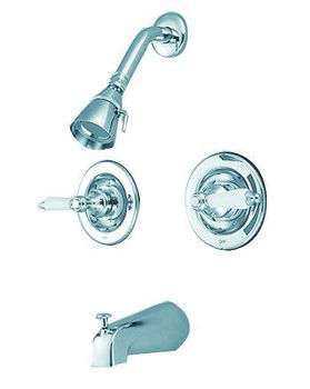 Kingston Brass Two Handle Tub & Shower Faucet Pressure Balance with Volume Control KB661PL, Chrome