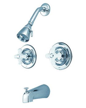 Kingston Brass Two Handle Tub & Shower Faucet Pressure Balance with Volume Control KB661PX, Chrome