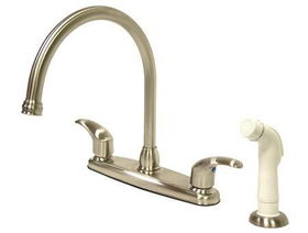 Kingston Brass 8 in. Center Kitchen Faucet with Side Sprayer KB6798LL, Satin Nickelkingston 