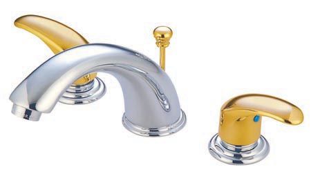 Kingston Brass Two Handle 8 in. to 16 in. Widespread Lavatory Faucet with Brass Pop-up Drain KB6964LL, Chrome with Polished Brass Accents