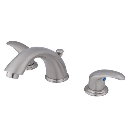Kingston Brass Two Handle 8 in. to 16 in. Widespread Lavatory Faucet with Brass Pop-up Drain KB6968LL, Satin Nickel