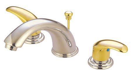 Kingston Brass Two Handle 8 in. to 16 in. Widespread Lavatory Faucet with Brass Pop-up Drain KB6969LL, Satin Nickel with Polished Brass Accentskingston 