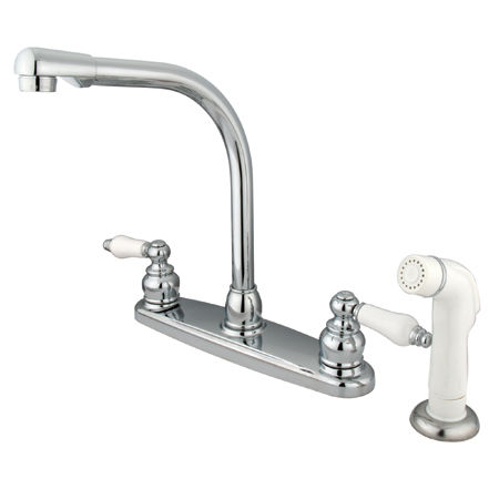 Kingston Brass Two Handle Centerset Deck Mount Kitchen Faucet with Side Spray KB711, Chrome