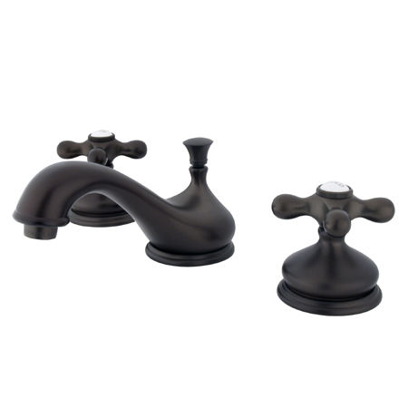 Kingston Brass Two Handle 8 in. to 16 in. Widespread Deck Mount Lavatory Faucet with Brass Pop-up Drain KS1165AX, Oil Rubbed Bronze