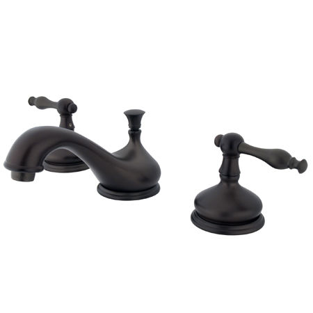Kingston Brass Two Handle 8 in. to 16 in. Widespread Deck Mount Lavatory Faucet with Brass Pop-up Drain KS1165NL, Oil Rubbed Bronze