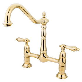 Kingston Brass Two Handle Centerset Deck Mount Kitchen Faucet KS1172AL, Polished Brass