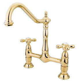 Kingston Brass Two Handle Centerset Deck Mount Kitchen Faucet KS1172AX, Polished Brass