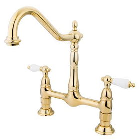 Kingston Brass Two Handle Centerset Deck Mount Kitchen Faucet KS1172PL, Polished Brass