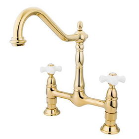 Kingston Brass Two Handle Centerset Deck Mount Kitchen Faucet KS1172PX, Polished Brass