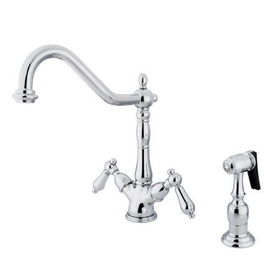 Kingston Brass Two Handle Centerset Deck Mount Kitchen Faucet with Brass Side Spray KS1231ALBS, Chromekingston 