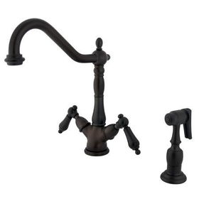 Kingston Brass Two Handle Centerset Deck Mount Kitchen Faucet with Brass Side Spray KS1235ALBS, Oil Rubbed Bronze