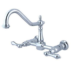 Kingston Brass Two Handle Centerset Wall Mount Kitchen Faucet KS1241AL, Chrome