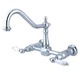 Kingston Brass Two Handle Centerset Wall Mount Kitchen Faucet KS1241PL, Chrome