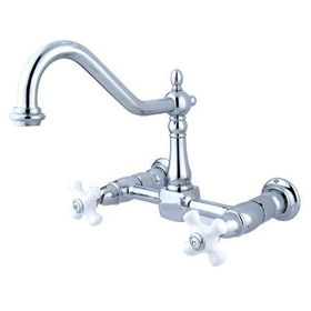 Kingston Brass Two Handle Centerset Wall Mount Kitchen Faucet KS1241PX, Chrome