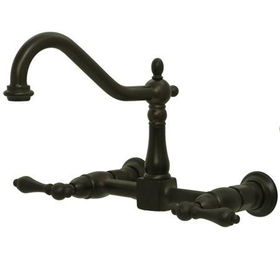 Kingston Brass Two Handle Centerset Wall Mount Kitchen Faucet KS1245AL, Oil Rubbed Bronzekingston 