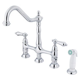 Kingston Brass Two Handle Centerset Deck Mount Kitchen Faucet with Side Spray KS1271AL, Chrome
