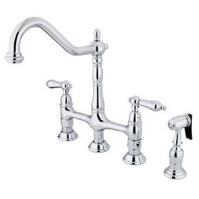 Kingston Brass Two Handle Centerset Deck Mount Kitchen Faucet with Brass Side Spray KS1271ALBS, Chromekingston 
