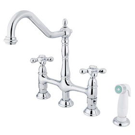 Kingston Brass Two Handle Centerset Deck Mount Kitchen Faucet with Side Spray KS1271AX, Chromekingston 