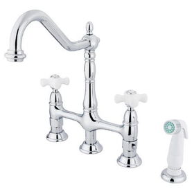 Kingston Brass Two Handle Centerset Deck Mount Kitchen Faucet with Side Spray KS1271PX, Chrome