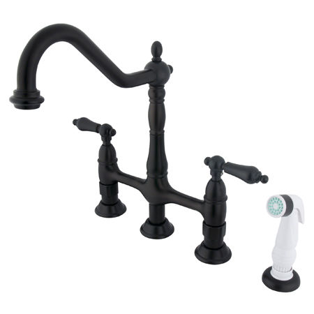 Kingston Brass Two Handle Centerset Deck Mount Kitchen Faucet with Brass Side Spray KS1275AL, Oil Rubbed Bronzekingston 