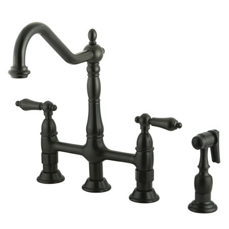Kingston Brass Two Handle Centerset Deck Mount Kitchen Faucet with Side Spray KS1275ALBS, Oil Rubbed Bronze