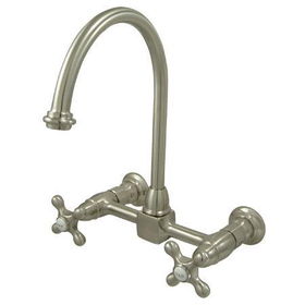 Kingston Brass Two Handle Centerset Wall Mount Kitchen Faucet KS1298AX, Satin Nickel