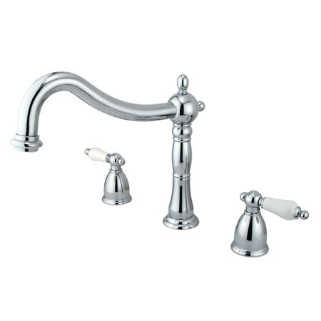 Kingston Brass Two Handle 8 in. to 16 in. Widespread Roman Tub Filler KS1341PL, Chrome