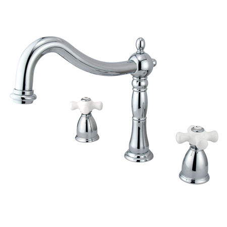 Kingston Brass Two Handle 8 in. to 16 in. Widespread Roman Tub Filler KS1341PX, Chrome