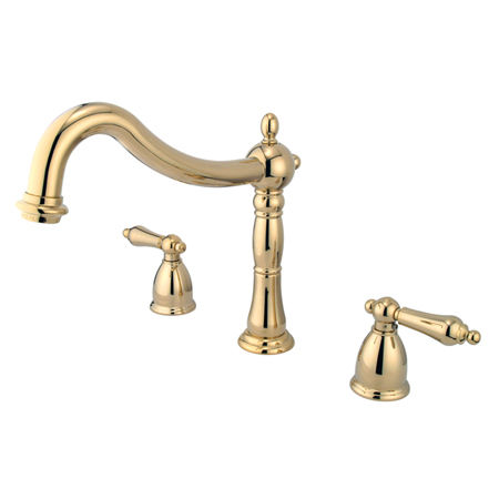 Kingston Brass Two Handle 8 in. to 16 in. Widespread Roman Tub Filler KS1342AL, Polished Brass