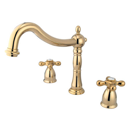 Kingston Brass Two Handle 8 in. to 16 in. Widespread Roman Tub Filler KS1342AX, Polished Brass