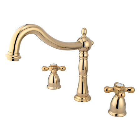 Kingston Brass Two Handle 8 in. to 16 in. Widespread Roman Tub Filler KS1342AX, Polished Brasskingston 