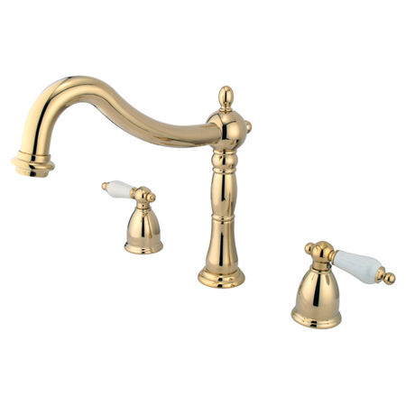 Kingston Brass Two Handle 8 in. to 16 in. Widespread Roman Tub Filler KS1342PL, Polished Brass
