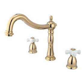 Kingston Brass Two Handle 8 in. to 16 in. Widespread Roman Tub Filler KS1342PX, Polished Brass