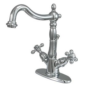 Kingston Brass Two Handle 4 in. Centerset Lavatory Faucet with Brass Pop-up Drain KS1431AX, Chrome