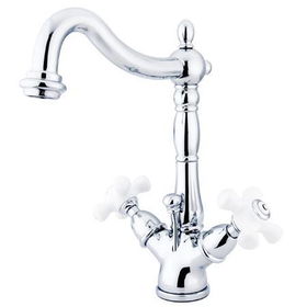 Kingston Brass Two Handle Centerset Deck Mount Lavatory Faucet with Brass Pop-up Drain KS1431PX, Chrome