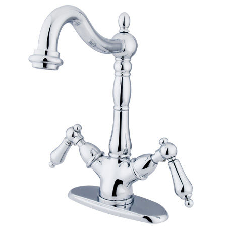 Kingston Brass Two Cross Handles Mono Deck Mount Bar Faucet KS1491AL, Chrome