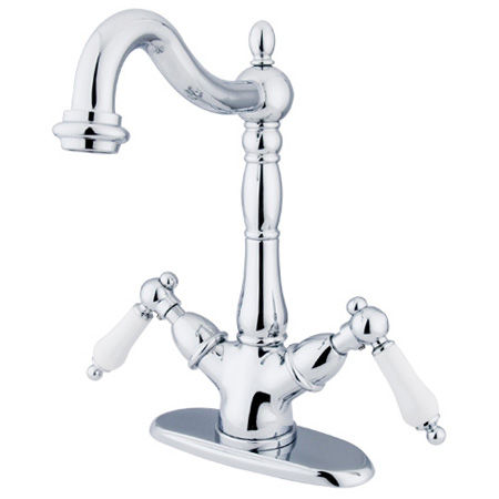 Kingston Brass Two Cross Handles Mono Deck Mount Bar Faucet KS1491PL, Chromekingston 