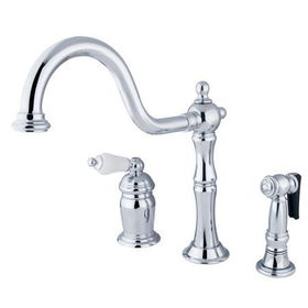 Kingston Brass Single Handle Widespread Deck Mount Kitchen Faucet with Side Spray KS1811PLBS, Chrome