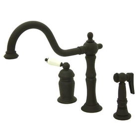 Kingston Brass Single Handle Widespread Deck Mount Kitchen Faucet with Side Spray KS1815PLBS, Oil Rubbed Bronze