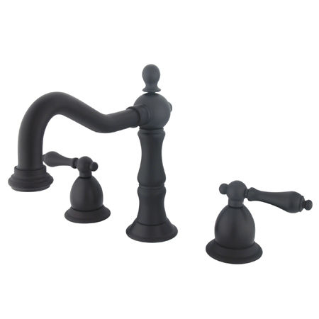 Kingston Brass Two Handle 8 in. to 16 in. Widespread Lavatory Faucet with Brass Pop-up Drain KS1975AL, Oil Rubbed Bronze